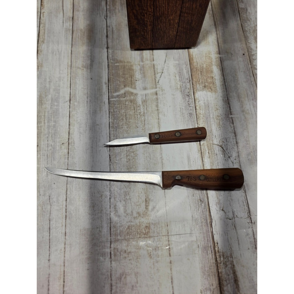 Chicago Cutlery Vintage Knife Set Walnut Wood Handles‎ with Block 7-Piece Set - Picture 9 of 16